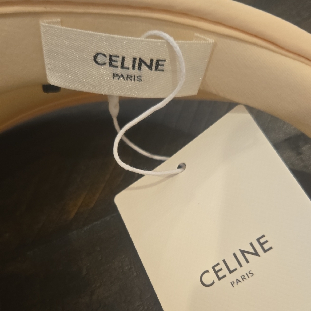 Celine Cream Visor with Gold Triomphe Plaque - Picture 7 of 8